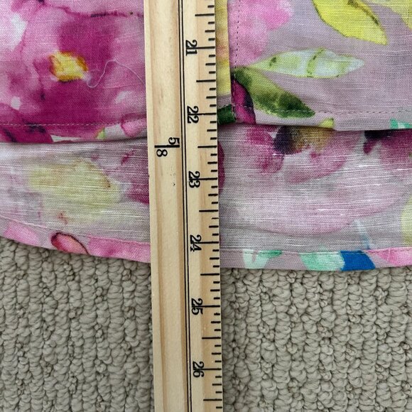 Hester & Orchard Shirt Linen Pink Yellow Watercolor Floral Blouse 3/4 Sleeve SZM - Picture 8 of 8